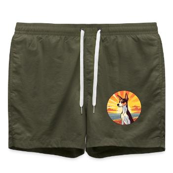 Ratte Terrier Hund Rasse Cartoon Kawaii Clipart Hund - Badeshorts - Olive - Vorne - AI Model Male 185 light (185cm)