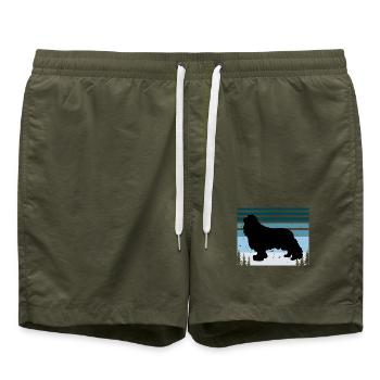 Cavalier King Charles Spaniel Hund Silhouette - Badeshorts - Olive - Vorne - AI Model Male 185 light (185cm)