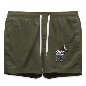 Zebra Niedliche Karikatur Kawaii Aquarell Tier Haustier - Badeshorts - Olive - Vorne - AI Model Male 185 light (185cm)