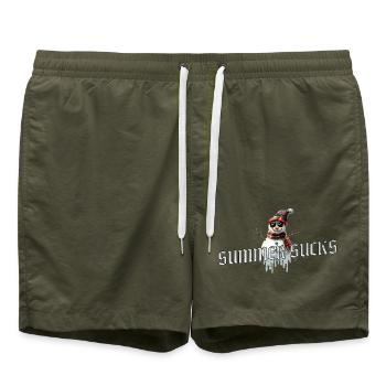 Summer Sucks – Snowman Rules - Badeshorts - Olive - Vorne - AI Model Male 185 light (185cm)