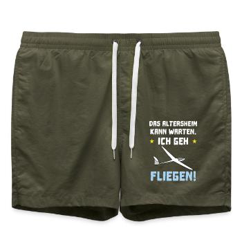 das altersheim kann warten - Badeshorts - Olive - Vorne - AI Model Male 185 light (185cm)