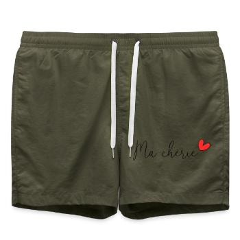 MEINE LIEBE. VALENTINSTAG. ICH LIEBE DICH. I LOVE YOU. - Badeshorts - Olive - Vorne - AI Model Male 185 light (185cm)