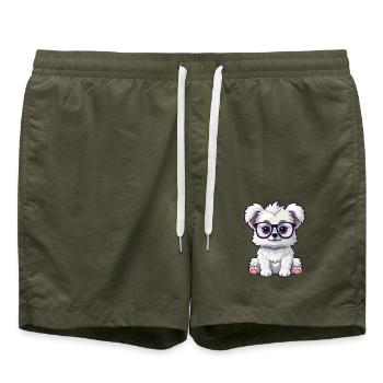 Miniatur Schnazuer Hunderasse Aquarell Cartoon K - Badeshorts - Olive - Vorne - AI Model Male 185 light (185cm)