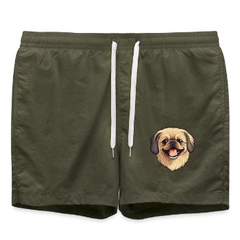 Pekinesische Hunderasse Aquarell Cartoon Kawaii Clip - Badeshorts - Olive - Vorne - AI Model Male 185 light (185cm)