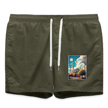 Edirne Türkei Vintage Reiseposter WPA Souvenir - Badeshorts - Olive - Vorne - AI Model Male 185 light (185cm)