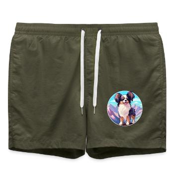 Continental Spielzeug Spaniel Hunderasse Cartoon Kawaii W - Badeshorts - Olive - Vorne - AI Model Male 185 light (185cm)