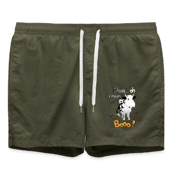 Kuh Halloween Mooo - Badeshorts - Olive - Vorne - AI Model Male 185 light (185cm)
