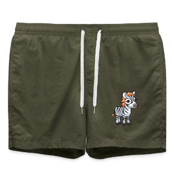 Zebra Niedliche Karikatur Kawaii Aquarell Tier Haustier - Badeshorts - Olive - Vorne - AI Model Male 185 light (185cm)