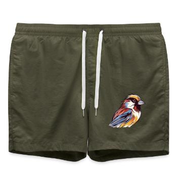 Sperling Buntes Aquarell Cartoon Kawaii Tier - Badeshorts - Olive - Vorne - AI Model Male 185 light (185cm)