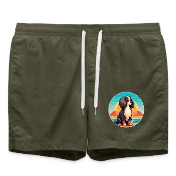 Continental Spielzeug Spaniel Hunderasse Cartoon Kawaii - Badeshorts - Olive - Vorne - AI Model Male 185 light (185cm)