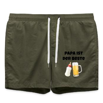 Papa ist der Beste - Geschenk zum Vatertag - Badeshorts - Olive - Vorne - AI Model Male 185 light (185cm)