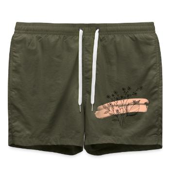 flower - Badeshorts - Olive - Vorne - AI Model Male 185 light (185cm)