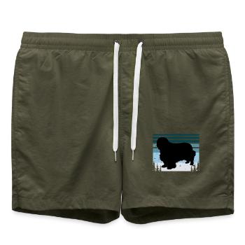 Clumber Spaniel Dog Love Silhouette Vintage Sonnenuntergang - Badeshorts - Olive - Vorne - AI Model Male 185 light (185cm)