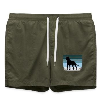 Brasilianischer Hundeliebhaber Silhouette Vintage Sonnenuntergang - Badeshorts - Olive - Vorne - AI Model Male 185 light (185cm)