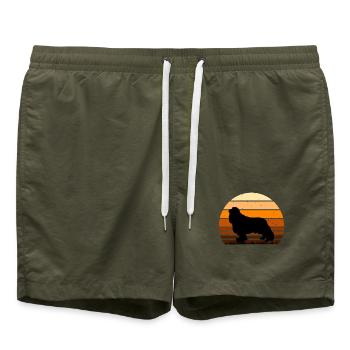 Cavalier King Charles Spaniel Hund Silhouette - Badeshorts - Olive - Vorne - AI Model Male 185 light (185cm)
