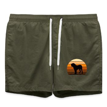 Alano Español Hundeliebhaber Silhouette Vintage Sunset - Badeshorts - Olive - Vorne - AI Model Male 185 light (185cm)