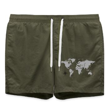 Reisender auf Weltreise - Badeshorts - Olive - Vorne - AI Model Male 185 light (185cm)