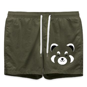 Roter Panda Kawaii - Badeshorts - Olive - Vorne - AI Model Male 185 light (185cm)