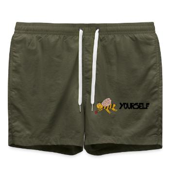 Bee Yourself – fröhliche Biene, sei du selbst - Badeshorts - Olive - Vorne - AI Model Male 185 light (185cm)