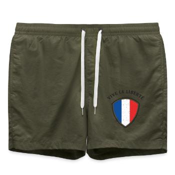 Vive La Liberté - Es Lebe die Freiheit - Badeshorts - Olive - Vorne - AI Model Male 185 light (185cm)