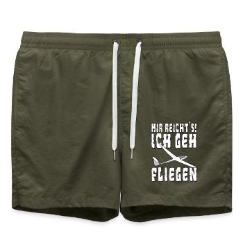 mir reichts ich geh fliegen - Badeshorts - Olive - Vorne - AI Model Male 185 light (185cm)