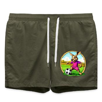 Fussball Kängurus - Badeshorts - Olive - Vorne - AI Model Male 185 light (185cm)