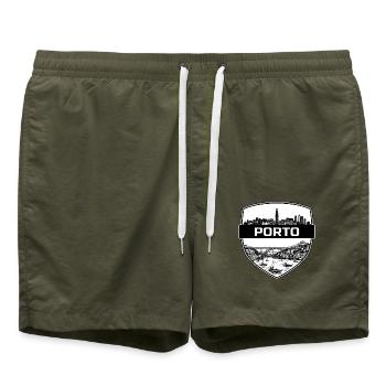Porto Portugal Schildwappen Dom Luis Bridge Geschenk - Badeshorts - Olive - Vorne - AI Model Male 185 light (185cm)