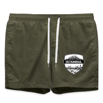 Istanbul Türkei Schild Wappen Hagia Sophia Geschenk - Badeshorts - Olive - Vorne - AI Model Male 185 light (185cm)