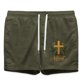 Goldenes Kreuz Adventsglanz - Badeshorts - Olive - Vorne - AI Model Male 185 light (185cm)