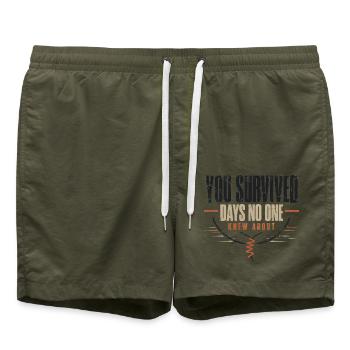 Du hast Tage überlebt, von denen niemand wusste - Badeshorts - Olive - Vorne - AI Model Male 185 light (185cm)