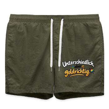 Unterschiedlich Goldrichtig - Badeshorts - Olive - Vorne - AI Model Male 185 light (185cm)