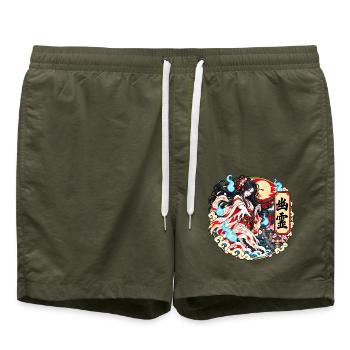 Yūrei: Der japanische Geist des Bedauerns - Badeshorts - Olive - Vorne - AI Model Male 185 light (185cm)