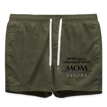 Mom Wow – Mama ist einfach WOW Geschenk für Mütter - Badeshorts - Olive - Vorne - AI Model Male 185 light (185cm)