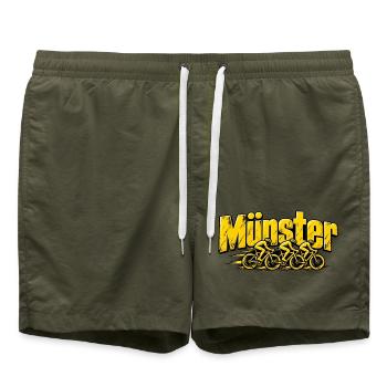 Münster Fahrradrennfahrer Gelb Retro - Badeshorts - Olive - Vorne - AI Model Male 185 light (185cm)