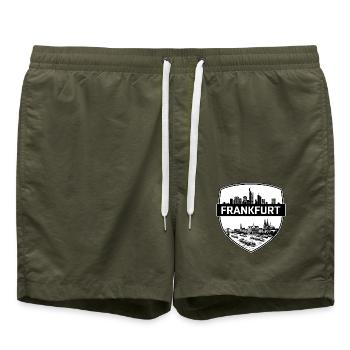 Frankfurt Deutschland Schild Wappen Skyline Romer Geschenk - Badeshorts - Olive - Vorne - AI Model Male 185 light (185cm)