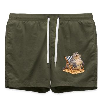 Zerbrochenes Deckstuhl-Siegel - Badeshorts - Olive - Vorne - AI Model Male 185 light (185cm)