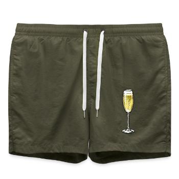 Sektglas mit Blasen Design - Badeshorts - Olive - Vorne - AI Model Male 185 light (185cm)