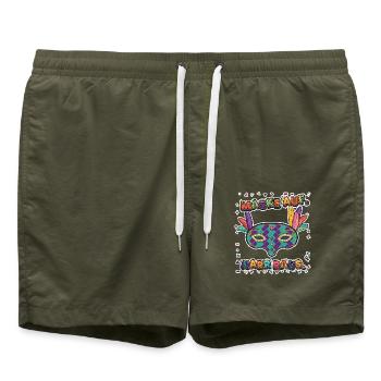 KARNEVAL MASKE AUF NARR RAUS - Badeshorts - Olive - Vorne - AI Model Male 185 light (185cm)