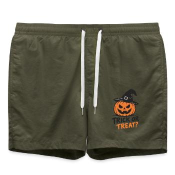 Halloween Kürbis-Hexe Trick or Treat - Badeshorts - Olive - Vorne - AI Model Male 185 light (185cm)