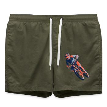 eometrische Origami-Mountainbiker-Polygonkunst - Badeshorts - Olive - Vorne - AI Model Male 185 light (185cm)