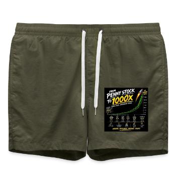Von Penny Stock zu 1000x - Badeshorts - Olive - Vorne - AI Model Male 185 light (185cm)