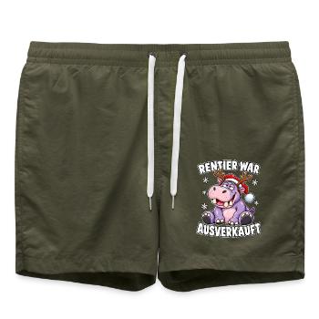 Rentier War Ausverkauft Nilpferd - Badeshorts - Olive - Vorne - AI Model Male 185 light (185cm)