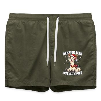 Rentier Weihnacht Ausverkauft Alpaka - Badeshorts - Olive - Vorne - AI Model Male 185 light (185cm)