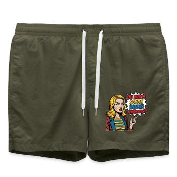 Du_wirst_schon_wieder_gewoehnlich_-_Pop_Art_-_1 - Badeshorts - Olive - Vorne - AI Model Male 185 light (185cm)
