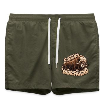 Moschusochse - Badeshorts - Olive - Vorne - AI Model Male 185 light (185cm)