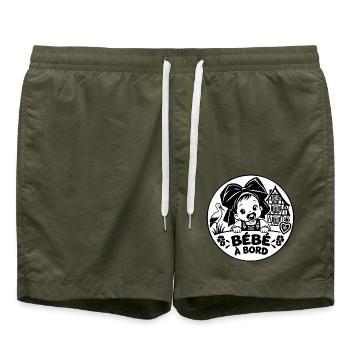 Baby an Bord Elsasser Storch Elsässer Haus - Badeshorts - Olive - Vorne - AI Model Male 185 light (185cm)