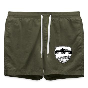 Dubrovnik Kroatien Schildwappen Altstadtgeschenk - Badeshorts - Olive - Vorne - AI Model Male 185 light (185cm)