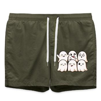 Süße kleine Geister Kawaii Halloween Kinder-Tee - Badeshorts - Olive - Vorne - AI Model Male 185 light (185cm)