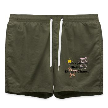 Kita für Erzieherin – Kindergarten Spruch  - Badeshorts - Olive - Vorne - AI Model Male 185 light (185cm)