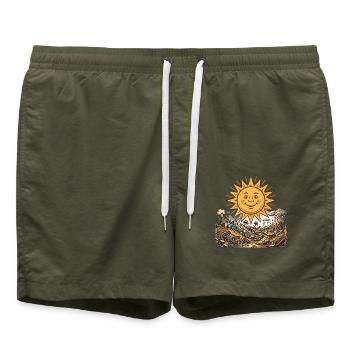 Alles ist in Ordnung (ist es nicht) T-Shirt — Funny Ret - Badeshorts - Olive - Vorne - AI Model Male 185 light (185cm)